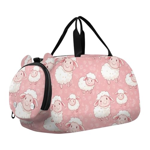 Sporttasche mit Schuhtasche, Motiv: Cartoon-Chidish, niedliches weißes Schaf, Sporttasche für Jungen und Mädchen Sporttasche mit Schuhtasche, Motiv: Cartoon-Chidish, niedliches weißes Schaf, Sporttasche für Jungen und Mädchen von Yoogain
