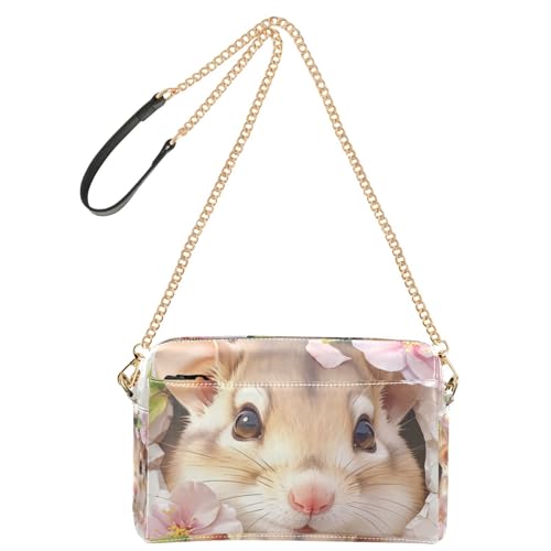 Süße Hamster-Blumen-Umhängetasche für Damen, veganes Leder, Umhängetasche, wasserdicht, Handtasche für Reisen Süße Hamster-Blumen-Umhängetasche für Damen, veganes Leder, Umhängetasche, wasserdicht, Handtasche für Reisen von Yoogain