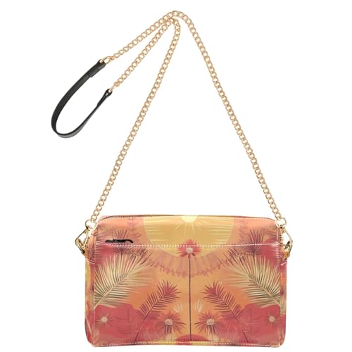 Sunset Boho Retro Rot Kleine Umhängetasche für Frauen Veganes Leder Crossbody Geldbörsen Reißverschluss Frau Handtasche Schultergurt von Yoogain