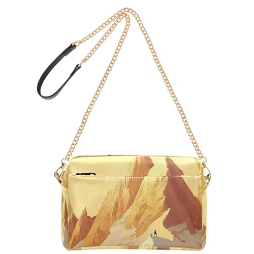 Sunshine Golden Mountain Art Crossbody-Tasche für Damen, veganes Leder, Umhängetasche, Reißverschluss, Schulterhandtaschen Sunshine Golden Mountain Art Crossbody-Tasche für Damen, veganes Leder, Umhängetasche, Reißverschluss, Schulterhandtaschen von Yoogain