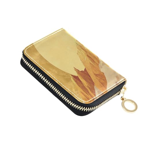 Sunshine Golden Mountain Art Herren-Geldbörse aus Leder mit 2 Geldfächern, RFID-blockierendem Kreditkartenetui mit Reißverschluss von Yoogain