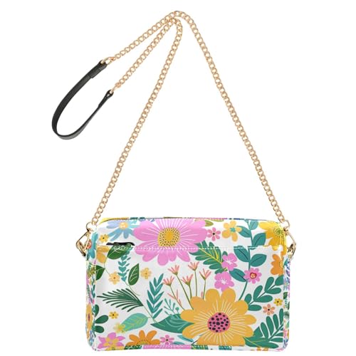 Umhängetasche für Damen, mehrfarbig, florales Muster, klein, veganes Leder, Umhängetasche, Reißverschluss, Schultertasche für Damen von Yoogain