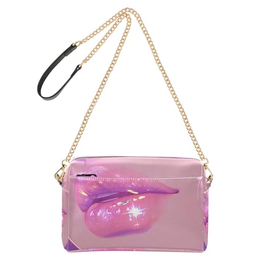 Umhängetasche mit Glitzerlippen, für Damen, veganes Leder, Umhängetasche, wasserdicht, Handtasche für Reisen von Yoogain