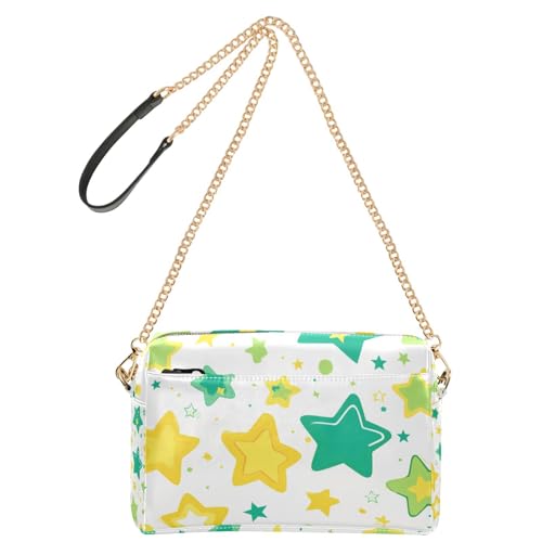 Umhängetasche mit grünen und gelben Sternen für Damen, veganes Leder, Umhängetasche, mit Reißverschluss Umhängetasche mit grünen und gelben Sternen für Damen, veganes Leder, Umhängetasche, mit Reißverschluss von Yoogain