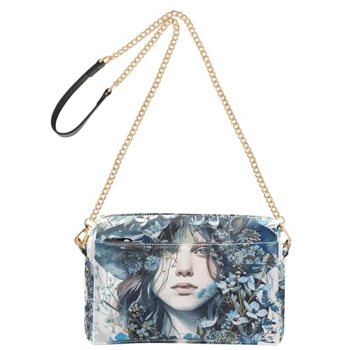 Umhängetasche mit natürlichem Elementdruck, kleine Tasche für Damen, veganes Leder, Umhängetasche, Reißverschluss, Schulterhandtaschen von Yoogain