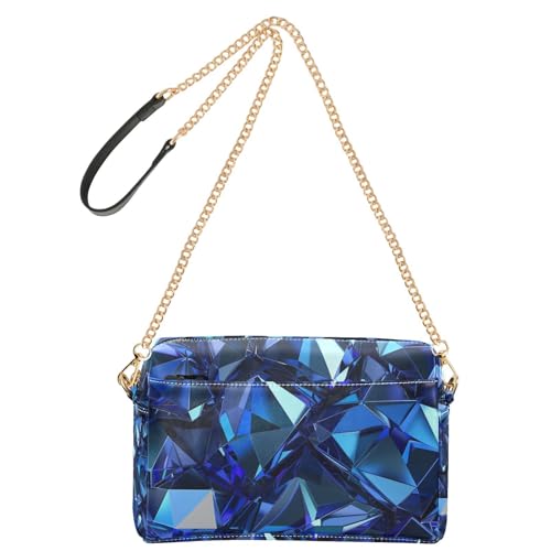 Unregelmäßige Polygon Electric Blue Crystal Pattern Kleine Umhängetasche für Damen Veganes Leder Crossbody Geldbörse Wasserdicht Damen Schulterhandtaschen von Yoogain
