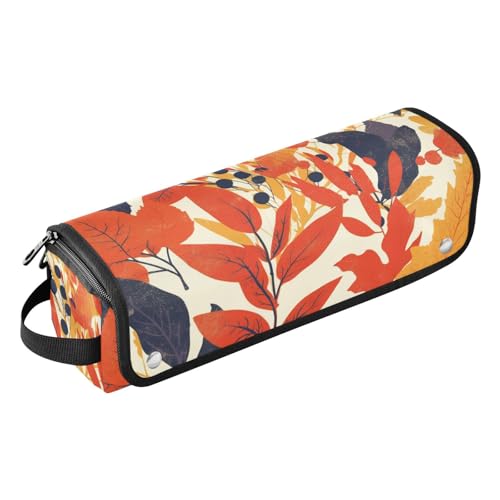 Yoogain 2-in-1-Haar-Werkzeug-Organizer und hitzebeständige Matte mit Reißverschluss, große Glätteisen, Reiseetui für Glätteisen, Lockenstäbe, buntes Blättermuster, Kunst-Trave-Tasche, Bunte Blätter, 1 von Yoogain