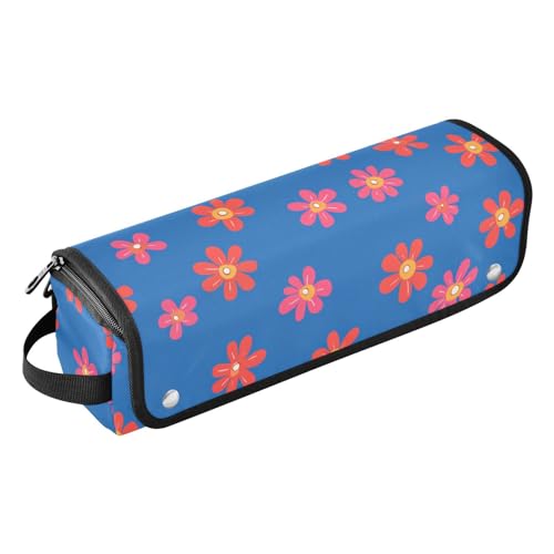 Yoogain 2-in-1-Haar-Werkzeug-Organizer und hitzebeständige Matte mit Reißverschluss, tragbarer Haarstyling-Werkzeug-Organizer für Glätteisen, Lockenstäbe, kleine Korallenblumen, Blau, Reisezubehör von Yoogain
