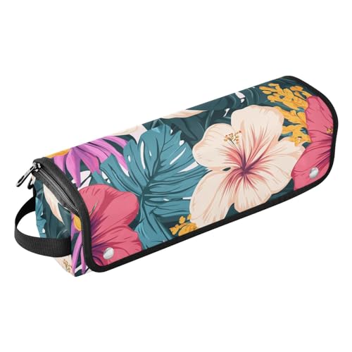 Yoogain 2-in-1 Lockenstab Reiseetui mit hitzebeständigem Pad, abnehmbares Haarstyling-Zubehör, Organizer für heiße Werkzeuge, Lockenstab und Glätteisen, Haarvolumizer, hawaiianischer Stil, tropisch von Yoogain