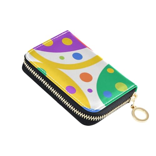 Yoogain Abstrakte Kunst, geometische bunte Leder-Kartenetui für Damen, mit RFID-blockierendem Kreditkartenschutz mit Reißverschluss von Yoogain