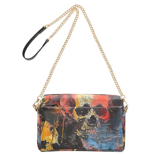 Yoogain Abstrakte kleine Umhängetasche für Damen, veganes Leder, lässige Geldbörse, Reißverschluss, Schultertasche, Crossover-Tasche von Yoogain