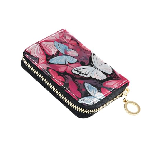 Yoogain Aesthetic Butterfly Cute leather mens credit card wallet with Cion Purse RFID Blocking women's card cases with zipper von Yoogain