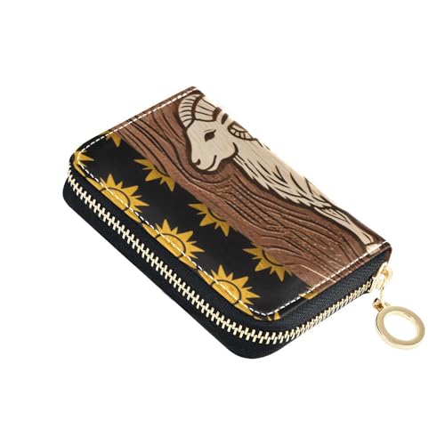 Yoogain Aesthetics Astrology Kartenetui aus Leder mit Sonnenmuster, Kreditkartenetui mit RFID-blockierendem Kreditkartenetui mit Reißverschluss von Yoogain