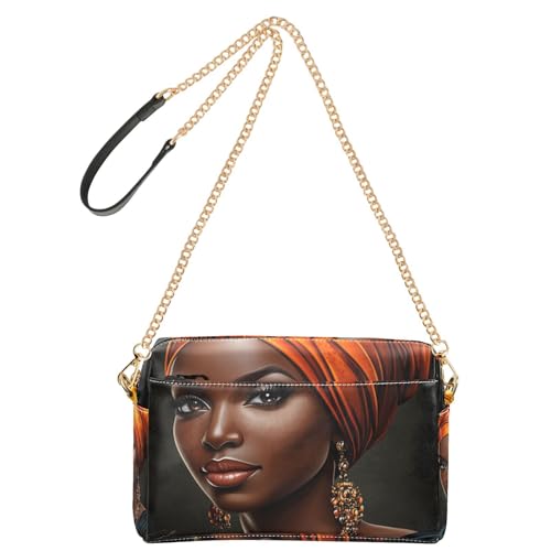 Yoogain African Beauty Kleine Umhängetasche für Damen, veganes Leder, mit Reißverschluss, Schulterhandtaschen von Yoogain