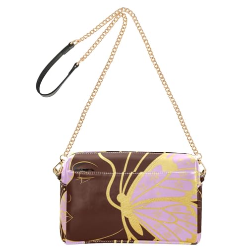 Yoogain African Beauty Kleine Umhängetasche mit Schmetterlings-Motiv, veganes Leder, Geldbörse für Teenager, Reißverschluss, Schulterhandtaschen von Yoogain