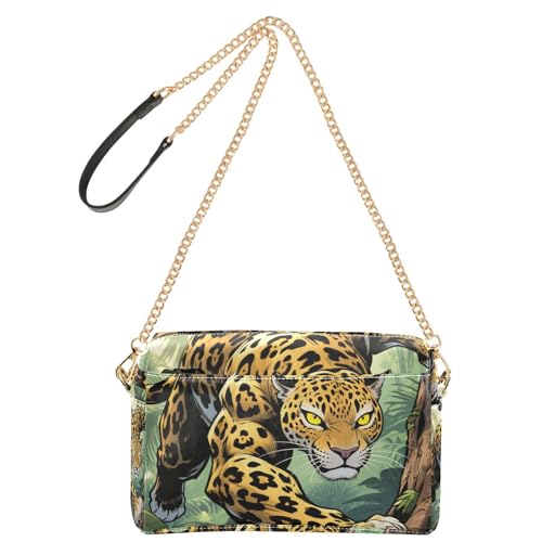 Yoogain Angry Anime Animal Leopard Crossbody Taschen für Frauen Veganes Leder Alltag Geldbörsen Reißverschluss Frau Schulterhandtaschen von Yoogain