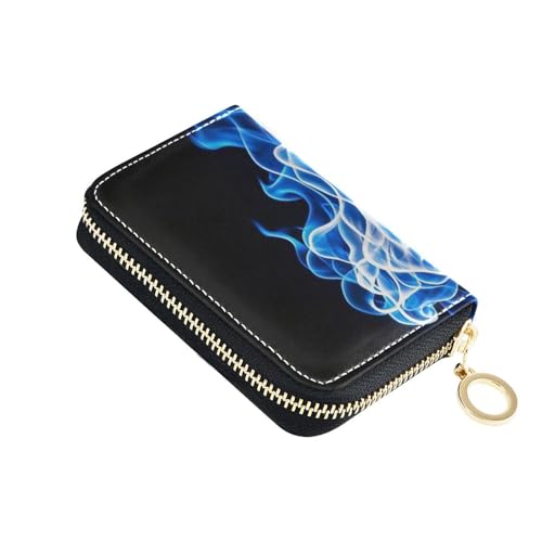 Yoogain Blue Fire Damen-Kartenetui mit 2 Geldfächern, RFID-blockierend, mit Reißverschluss von Yoogain