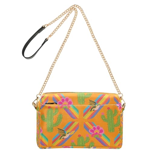 Yoogain Boho-Kaktus-Umhängetasche, klein, für Damen, veganes Leder, lässig, Reißverschluss, Schultertasche, Handtasche für Reisen von Yoogain