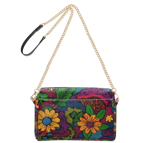 Yoogain Bunte Blätter, Blumen, abstrakte kleine Umhängetaschen für Damen, veganes Leder, lässige Geldbörse, wasserdicht, Damen-Schulterhandtaschen Yoogain Bunte Blätter, Blumen, abstrakte kleine Umhängetaschen für Damen, veganes Leder, lässige Geldbörse, wasserdicht, Damen-Schulterhandtaschen von Yoogain