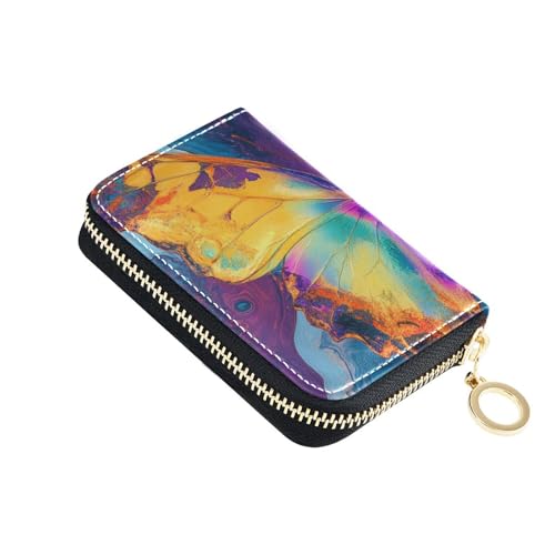 Yoogain Bunte Geldbörse aus psychedelischem Leder, mit RFID-blockierendem Kreditkartenschutz mit Reißverschluss von Yoogain