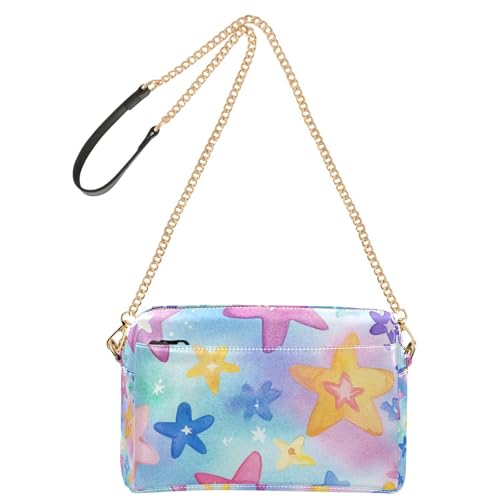 Yoogain Bunte Sterne, kleine Umhängetasche für Damen, veganes Leder, Geldbörse, Reißverschluss, Schultertasche, Handtasche für Reisen Yoogain Bunte Sterne, kleine Umhängetasche für Damen, veganes Leder, Geldbörse, Reißverschluss, Schultertasche, Handtasche für Reisen von Yoogain