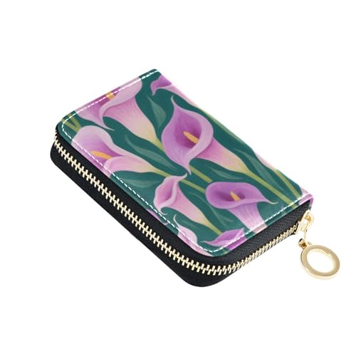 Yoogain Calla Lily Kreditkartenetui aus Leder, mit RFID-blockierendem Kreditkartenetui mit Reißverschluss, Violett von Yoogain