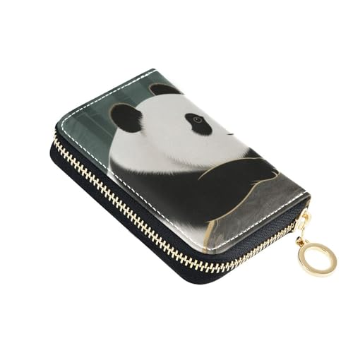 Yoogain China Panda Ledergeldbörse Kartenetui Damen mit 9 Kartenschlitzen, RFID-blockierend, Herren-Kartenetui mit Reißverschluss von Yoogain