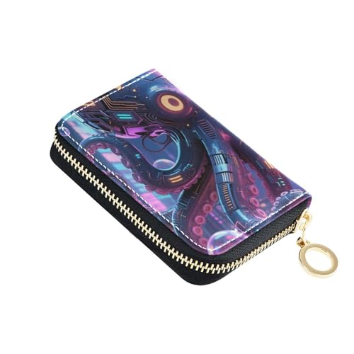 Yoogain Damen-Geldbörse aus Leder im Industriestil, mit 9 Kartenfächern, RFID-blockierend, für Herren mit Reißverschluss von Yoogain