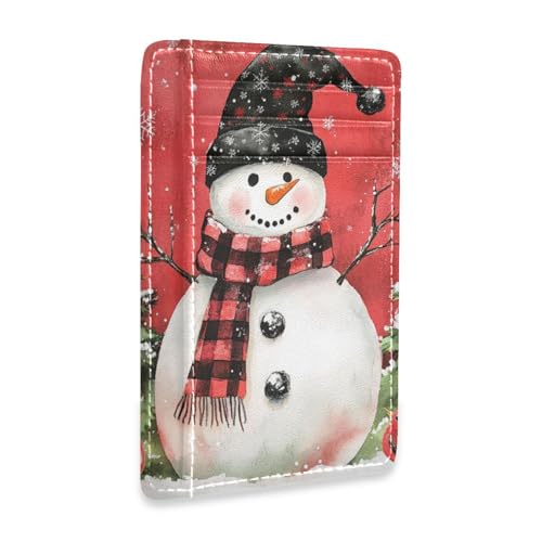 Yoogain Dünne Geldbörse mit Weihnachts-Schneemann, niedliches Cartoon-Leder, für Damen, schmal, mit Geldklammer, RFID-blockierend, Kartenhalter für Damen und Herren von Yoogain