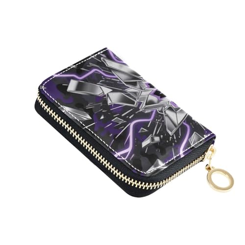 Yoogain Explode Damen Kartenetui aus Leder, mit 2 Geldfächern, RFID-blockierend, Kreditkartenetui für Damen, mit Reißverschluss, Hellviolett von Yoogain