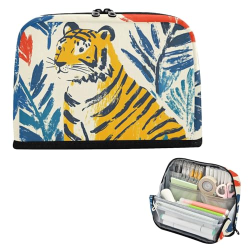 Yoogain Federmäppchen, Organizer, große Kapazität, Make-up-Tasche, niedliche Schreibwaren-Tasche für Schüler, Schulbedarf, Kritzelei-Kunst-Tiger von Yoogain