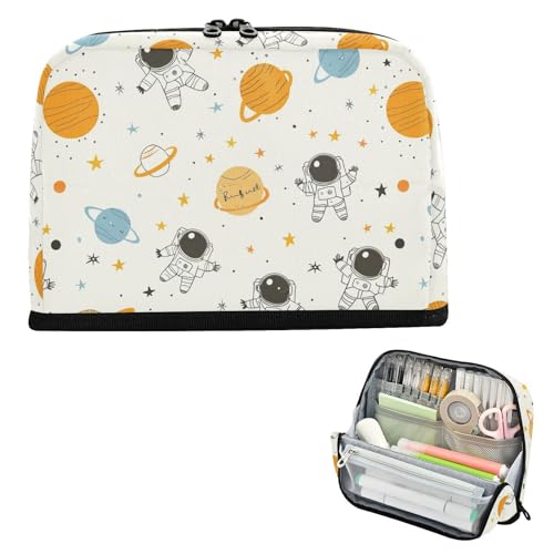 Yoogain Federmäppchen, große Kapazität, Make-up-Tasche, große Kapazität, Schreibwaren-Aufbewahrung für Schüler, Schulbedarf, Weltraum, Astronauten, Planeten von Yoogain