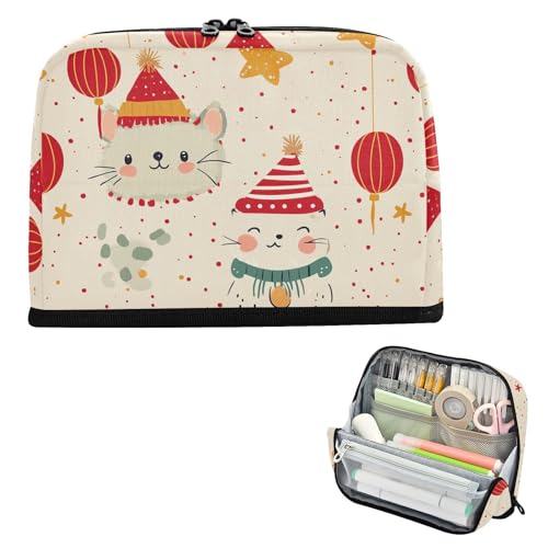 Yoogain Federmäppchen, großes Fassungsvermögen, Organizer mit Fach, Schreibwarentasche für Teenager, High School, Neujahr, Cartoon-Katze Yoogain Federmäppchen, großes Fassungsvermögen, Organizer mit Fach, Schreibwarentasche für Teenager, High School, Neujahr, Cartoon-Katze von Yoogain