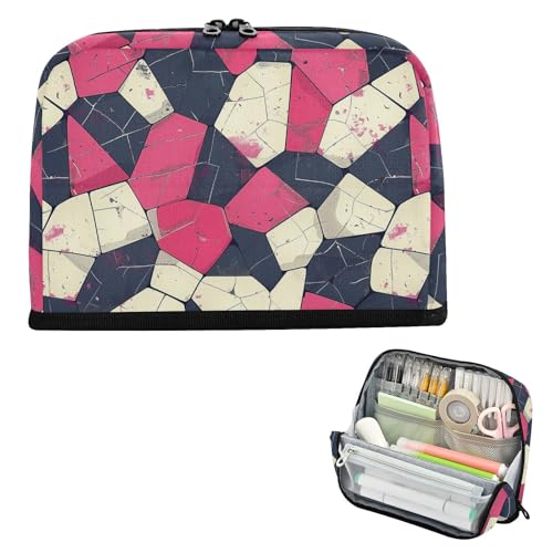Yoogain Federmäppchen, großes Fassungsvermögen, Stiftebeutel mit Schlitz, Schreibwarentasche für Erwachsene, adrette Schule, Retro, unregelmäßiges Polygon, Magenta, Design Yoogain Federmäppchen, großes Fassungsvermögen, Stiftebeutel mit Schlitz, Schreibwarentasche für Erwachsene, adrette Schule, Retro, unregelmäßiges Polygon, Magenta, Design von Yoogain