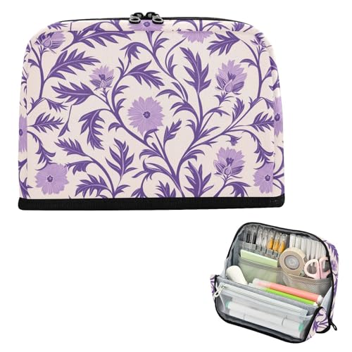 Yoogain Federmäppchen, großes Fassungsvermögen, niedlicher Schreibtisch-Organizer für Krankenschwestern, Büro, elegant, Lavendel, Blumenmuster von Yoogain