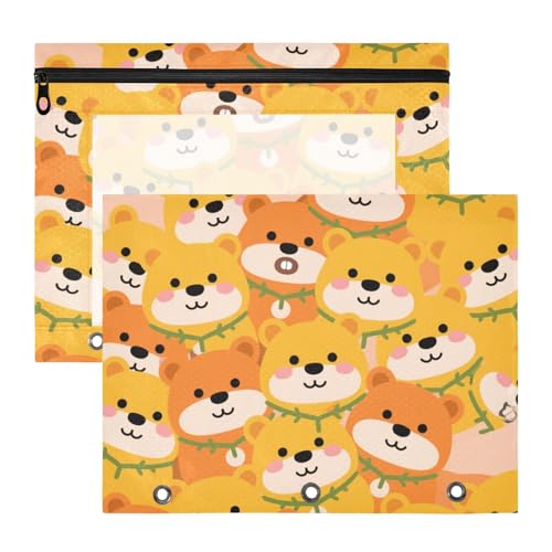 Yoogain Federmäppchen, tragbare Aufbewahrungstasche für A4-Papier, Briefe, 2 Stück, Studenten, Klassenzimmer, Cartoon, niedliches gelbes Bier von Yoogain