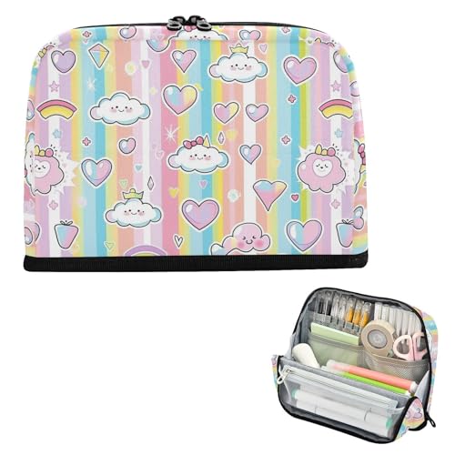 Yoogain Federmäppchen Große Kapazität Make Up Taschen Multifunktionale Schreibwaren Federmäppchen für Erwachsene Kosmetik Prinzessin Kleid Krone Cartoon von Yoogain