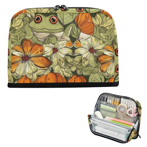 Yoogain Federmäppchen Halter Große Kapazität Stift Federmäppchen Multi-Slot Mehrzwecktasche für Mädchen Preppy Schule Blatt Kürbis Frosch von Yoogain