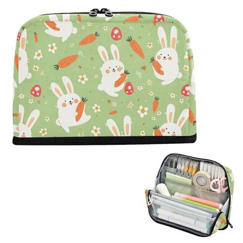 Yoogain Federmäppchen Halter Große Kapazität Stifteetui Multifunktionale Schreibwaren Stifttasche für Erwachsene Kosmetik Grün Niedliche Kaninchen Cartoon von Yoogain