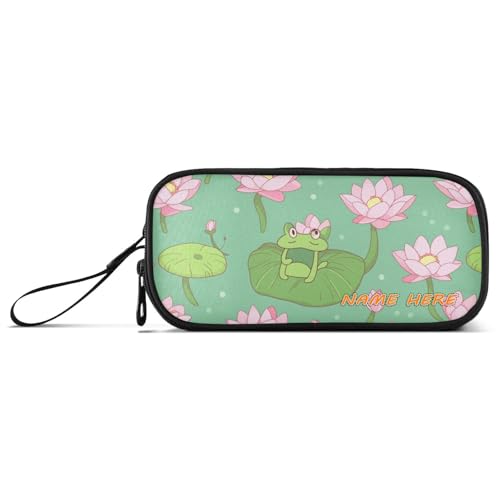 Yoogain Federmäppchen aus Nylon, Motiv: Frosch, Blume, Cartoon, hohe Kapazität, Federmäppchen für Teenager, Schreibwaren-Organizer für High School von Yoogain