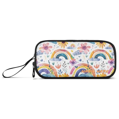 Yoogain Federmäppchen aus Nylon, bunt, Regenbogen-Blumenmuster, Cartoon, für Teenager, großes Fassungsvermögen, Organizer, Schreibwaren-Organizer für Büro, adrett von Yoogain