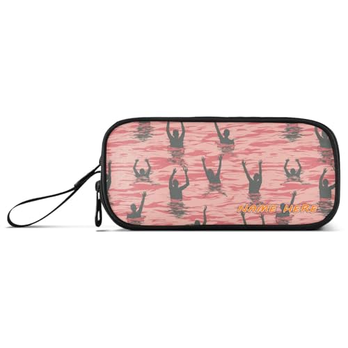 Yoogain Federmäppchen aus Nylon, mit Reißverschluss, großes Fassungsvermögen, Schreibwaren für Mittelschüler, personalisierbar, Pfirsichfiguren, Umriss von Yoogain