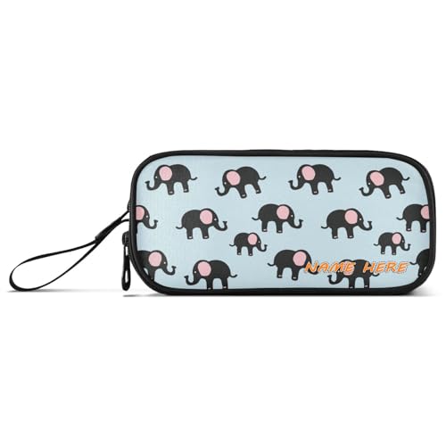 Yoogain Federmäppchen aus Nylon, niedlicher schwarzer Elefant, Schulbedarf, hohe Kapazität, Federmäppchen für Teenager, Schreibwaren-Organizer für College, anpassbar von Yoogain