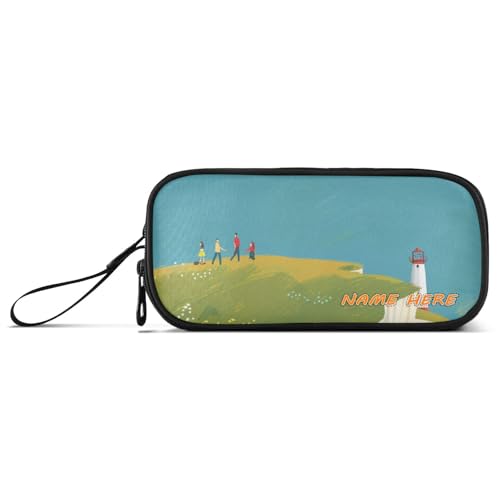 Yoogain Federmäppchen aus Nylon mit süßem blauem Querformat, Cartoon-Design, für Studenten, großes Fassungsvermögen, Federmäppchen, Organizer, Schreibwarentasche für adrette Schüler von Yoogain