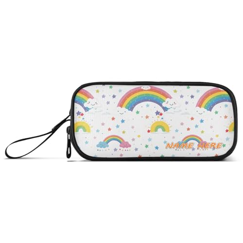 Yoogain Federmäppchen für Teenager, aus reinem Weiß, Cartoon-Regenbogen, Nylon, hohe Kapazität, College-Federmäppchen, Schreibwaren-Organizer für adrette Schule, Teenager von Yoogain
