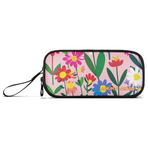 Yoogain Federmäppchen für Teenager, buntes Blumenmuster, Pfirsichfarben, Nylon, hohe Kapazität, Federmäppchen für College, Schreibwaren, Organizer für elementare Jugendliche von Yoogain