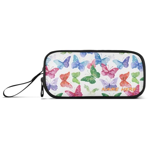 Yoogain Federmäppchen mit Reißverschluss, buntes Schmetterlings-Design, Nylon, mit Reißverschluss, großes Fassungsvermögen, Federmäppchen, Schreibwaren für High-School-Frauen von Yoogain