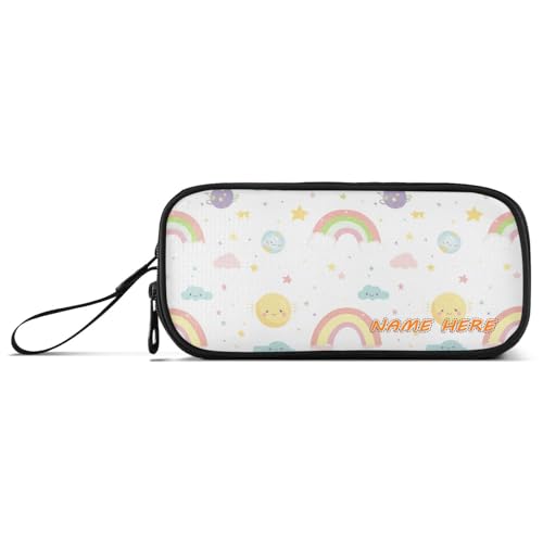 Yoogain Federmäppchen mit Reißverschluss, niedliches Regenbogen-Design, Nylon, mit Reißverschluss, für Mittelschule, Teenager, personalisierbar von Yoogain