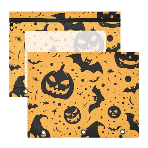 Yoogain Federmäppchen mit glatten Reißverschlüssen, 3 Löcher, für A4-Papier, Briefe, 2 Stück, Studenten, Heimdekoration, Pocu-Hallowen von Yoogain