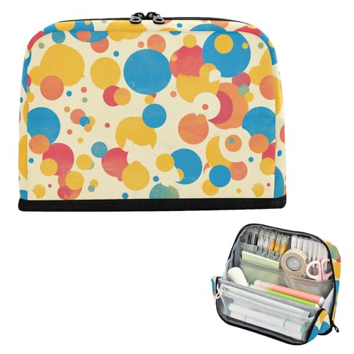 Yoogain Federmäppchen mit großem Fassungsvermögen, Make-up-Tasche, großes Schreibwaren, Federmäppchen für Krankenschwestern, Schulbedarf, bunte Punkte, niedliche Kunst von Yoogain